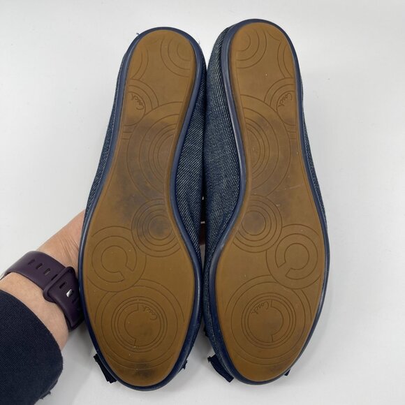Coach Poppy Caper Navy Blue Denim Flats Jeweled Rhinestone Charms - Picture 15 of 16